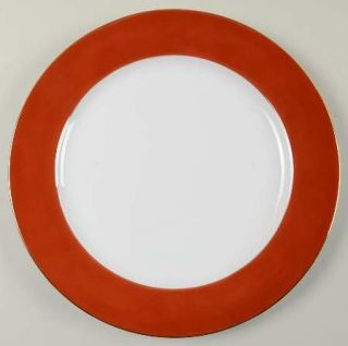 Zrike Zri10 Service Plate (Charger), Fine China Dinnerware   Rust Rim,White Cent