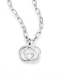 Gucci Sterling Silver Interlocking GG Pendant Necklace   Silver