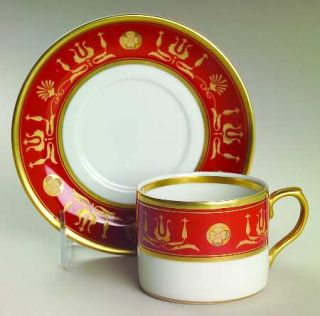 Vista Alegre Empire Red Flat Cup & Saucer Set, Fine China Dinnerware   Rust & Go