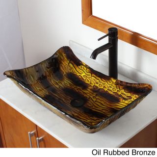 Elite 107ef371023 Modern Design Tempered Glass Bathroom Vessel Sink With Faucet Combo