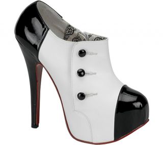 Womens Bordello Teeze 20   White PU/Black Patent High Heels