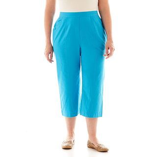 Alfred Dunner Isle of Capri Solid Capris   Plus, Turquoise, Womens