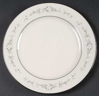 Noritake Heather Salad Plate, Fine China Dinnerware   Ivory,White Flowers,Gray/G