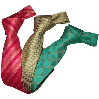 Dmitry Boys Italian Silk Patterned Ties (set Of 3) (Pink, champagne, greenApproximate length 48 inchesApproximate width 2.25 inchesMaterials 100 percent silkMade in ItalyCare instructions Dry clean )