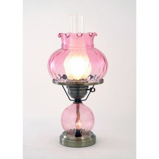 Hurricane With Rhombus Optic Pink Glass Lamp