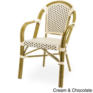 Paris Arm Chair (Cream/chocolate, black/whiteMaterials Powder coated aluminum, resin wicker (HD polyethylene)Finish Cream and chocolate, black and white resin wickerWeather resistantUV protectionLightweight yet very durable and stackableRattan is made f