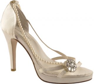 Womens Allure Bridals Dazzle   Diamond White Silk Satin Prom Shoes
