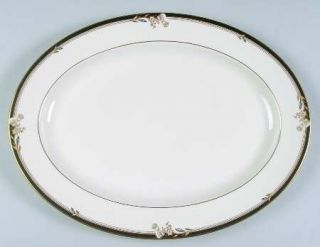Minton Newbury Black Band 16 Oval Serving Platter, Fine China Dinnerware   Blac