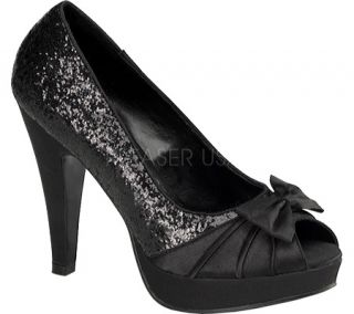 Womens Pin Up Bettie 10   Black Glitter/Satin Ornamented Shoes