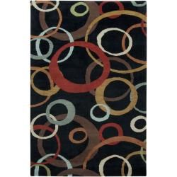 Hand knotted Multicolored Ashland Geometric Circles Wool Rug (2 X 3)