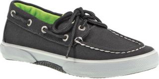 Boys Sperry Top Sider Halyard   Black/Grey Canvas Casual Shoes