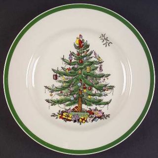 Spode Christmas Tree Green Trim Dinner Plate, Fine China Dinnerware   Newer Back