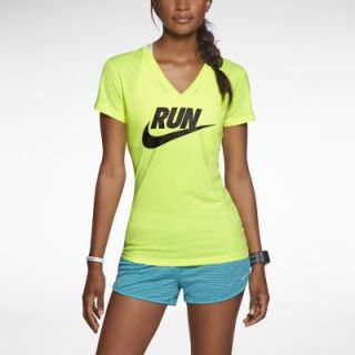 Nike Legend Run Swoosh Womens Running Shirt   Volt