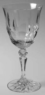 Lamaison Crystal Delphine Water Goblet   Cut Panels, Multisided Stem W/ Knob