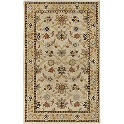 Hand tufted Traditional Coliseum Vanilla Floral Border Wool Rug (4 Round) (BeigePattern OrientalMeasures 0.625 inch thickTip We recommend the use of a non skid pad to keep the rug in place on smooth surfaces.All rug sizes are approximate. Due to the dif