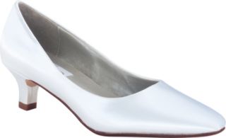 Womens Dyeables Abbey   White Satin Mid Heel Shoes