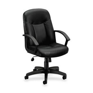 Basyx VL600 Series Mid Back Chair with Loop Arms BSXVL601 Color Black Leather