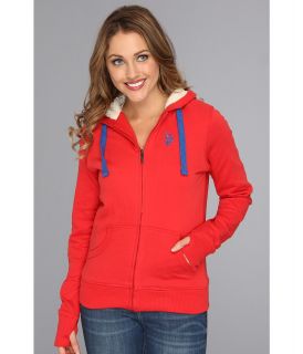 U.S. Polo Assn Classic Fleece Hoodie Womens Sweatshirt (Red)