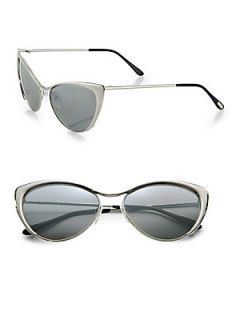 Tom Ford Eyewear Natasya Metallic Cats Eye Sunglasses   Grey