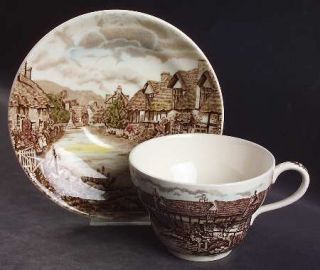 Johnson Brothers Olde English Countryside Brown/Multiclr Joke Cup & Saucer Set,