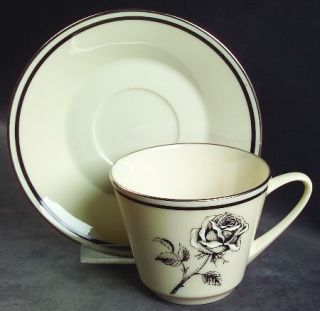 Lenox China Forever Flat Cup & Saucer Set, Fine China Dinnerware   Rose On Side,