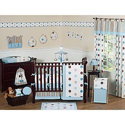 Sweet Jojo Designs Blue Polka Dot 9 piece Crib Bedding Set