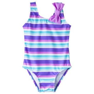 Circo Infant Toddler Girls Stripe 1 Piece Swimsuit   Purple 4T