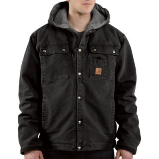 Carhartt Sandstone Hooded Multi Pocket Sherpa Lined Jacket   Black, 3XL Tall,