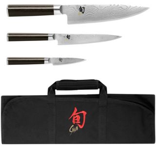 Shun 4 Piece Student Boxed Set 3.5 in Paring 6 in Utility 8 in Chefs Shun Knife Roll