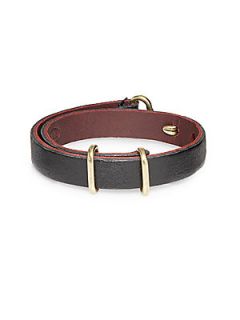 Leather Cuff Bracelet   Black