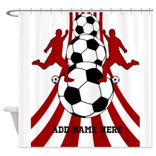  Personalized Red White Soccer Shower Curtain  Use code FREECART at Checkout