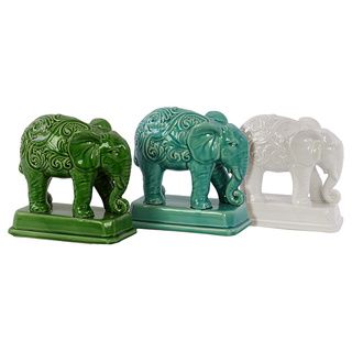 Ceramic Elephant Decor Set (pack Of 3) (Ceramic Dimensions (each) 9 inches high x 8 inches wide x 4.5 inches deepFor decorative purposes only)