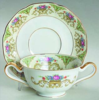 Tirschenreuth Shannon, The (Cream Border) Footed Bouillon Cup & Saucer, Fine Chi