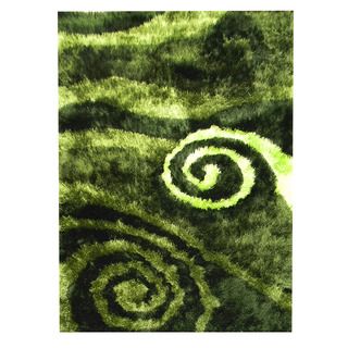 Hand tufted Abstract Swirl Green Area Rug (5 X 7)