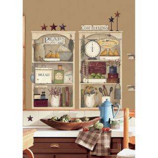 Country Kitchen Shelves Peel & Stick Giant Wall Decals Multicolor   RMK2149GM