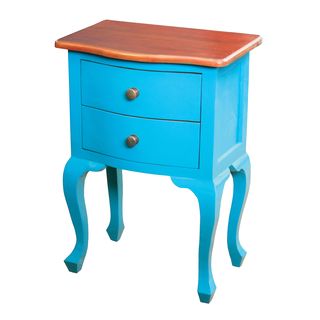 Blue Finish Accent Chest With Honey Finish Top