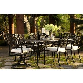Black And Canvas All Welded Cast Aluminum 7 piece Outdoor Dining Set