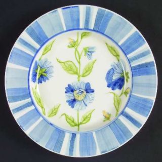 Sango Charleston Salad Plate, Fine China Dinnerware   Blue Flowers,Blue Band Or