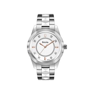 Bulova Womens Silver Tone Diamond Accent Watch