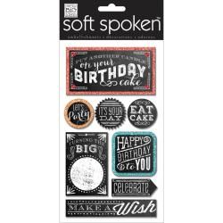 Soft Spoken Themed Embellishments  Chalk happy Birthday
