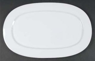 Block China Zen 18 Oval Serving Platter, Fine China Dinnerware   All White, Smo