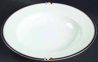 Mikasa Retro Rim Soup Bowl, Fine China Dinnerware   Red,Yellow,Gray Stripes On B