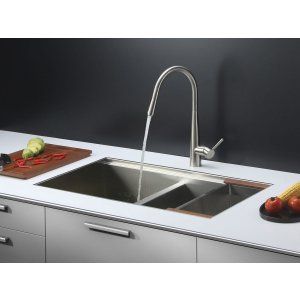 Ruvati RVC2383 Combo Stainless Steel Kitchen Sink and Stainless Steel Set