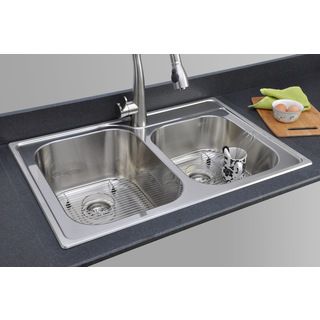 Wells 18 gauge Double Bowl Topmount Stainless Steel Kitchen Sink Package Glt3322 79 1