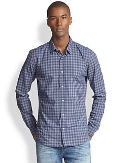 7 For All Mankind Mini Plaid Sportshirt   Midnight