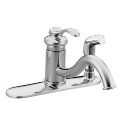 Kohler K 12173 cp Polished Chrome Fairfax Single control Kitchen Sink Faucet With Sidespray In Escutcheon