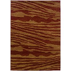 Red/ Gold Abstract Rug (92 X 125)