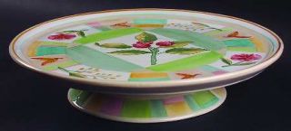 Sango Garden Cafe Footed Cake Plate, Fine China Dinnerware   Multimotif Floral&L