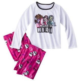 Monster Chic Girls Long Sleeve Pajama Set   Fuchsia XL
