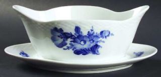 Royal Copenhagen Blue Flowers Braided Gravy Boat with Attached Underplate, Fine